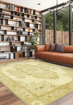 Adrian Yellow Oriental Washable Rug