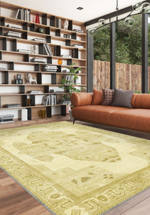 Adrian Yellow Oriental Washable Rug