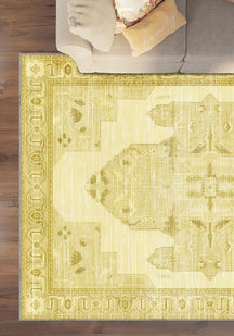 Adrian Yellow Oriental Washable Rug