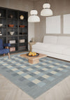 Liam Bordered Blue Washable Rug