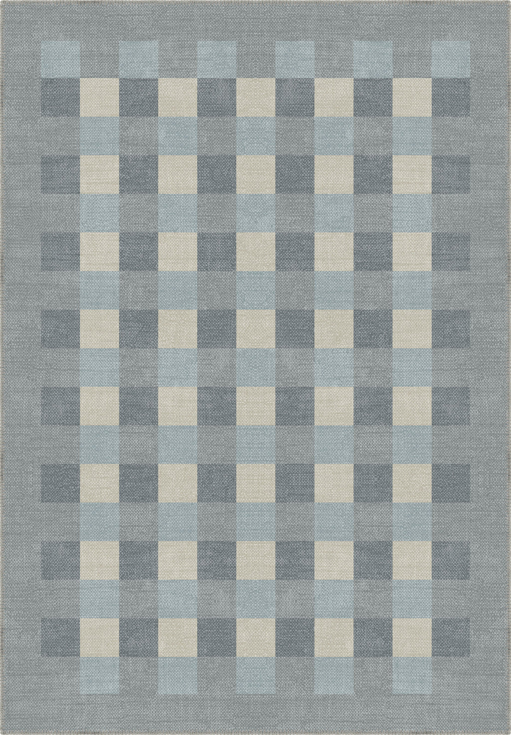 Liam Bordered Blue Washable Rug