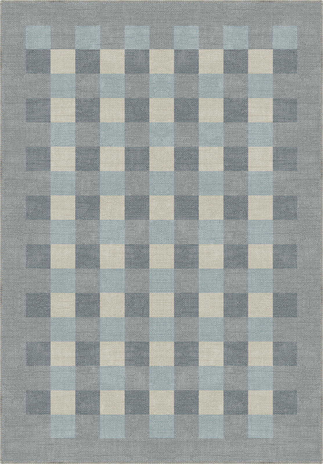 Liam Bordered Blue Washable Rug