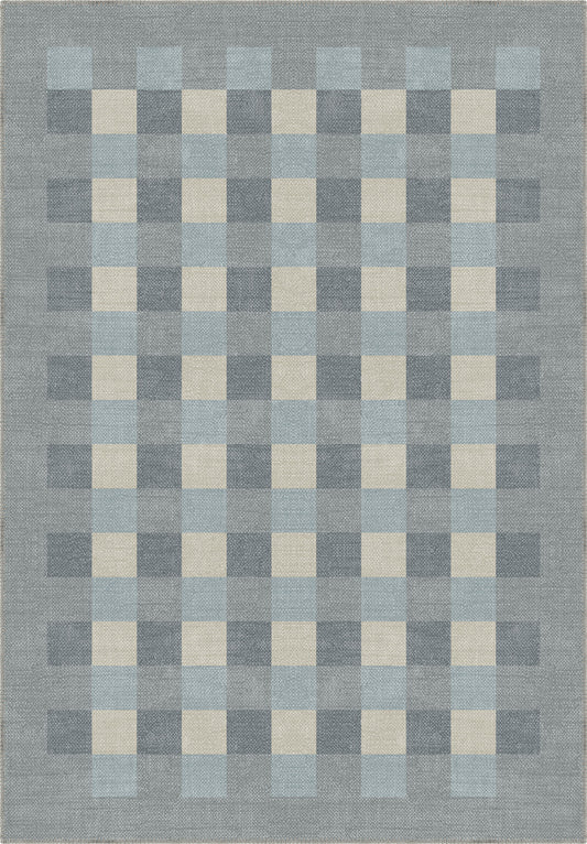 Liam Bordered Blue Washable Rug