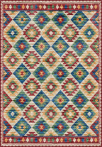 Multicolor Turkish kilim rug.