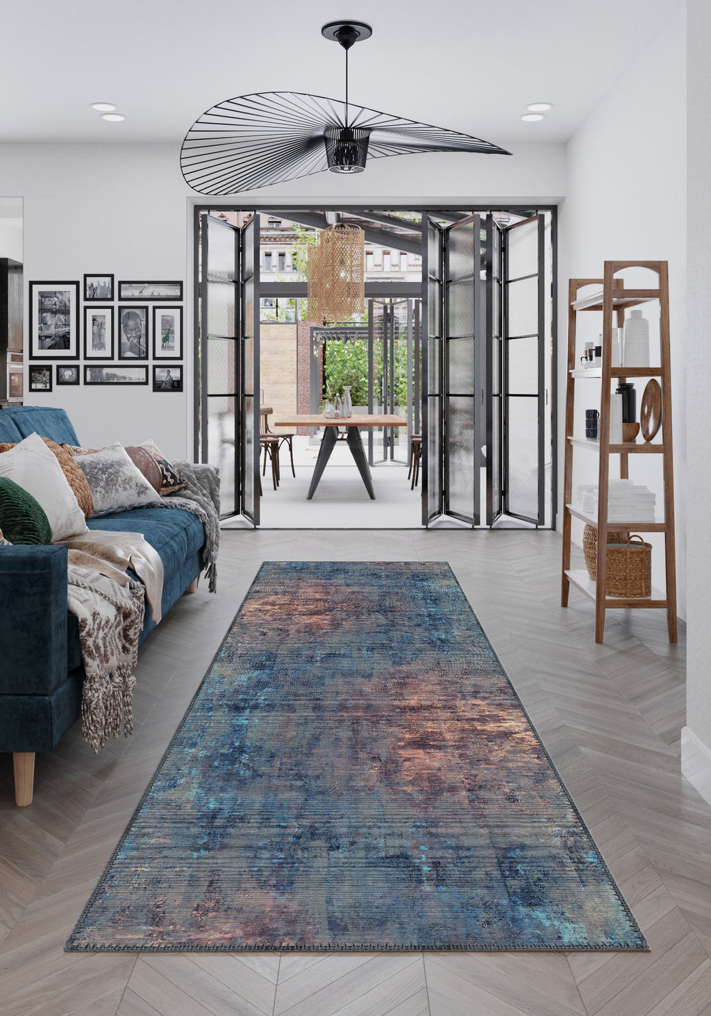 Lydia Brown and Blue Modern Rug