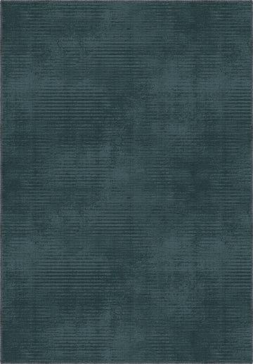 Teal rug with a subtle pattern on a plain background