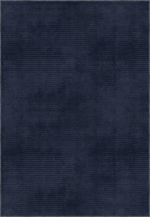 Navy blue rug with a subtle pattern in midnight blue tones.