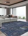 Nora Blue Abstract Washable Rug