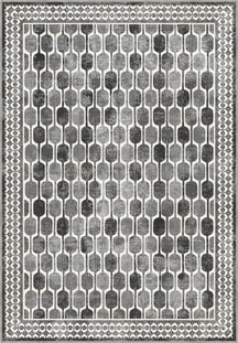 Elvara Bordered Grey Washable Rug