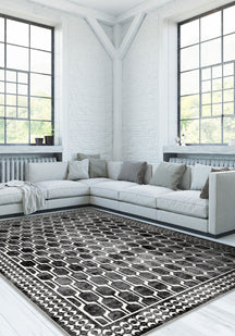 Elvara Black and White Washable Rug