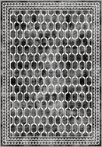 Elvara Black and White Washable Rug