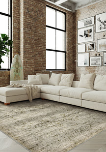 Hudson Green Beige Medallion Washable Rug