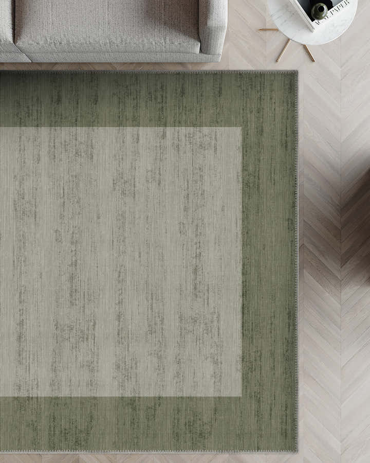 Savannah Bordered Green Rug