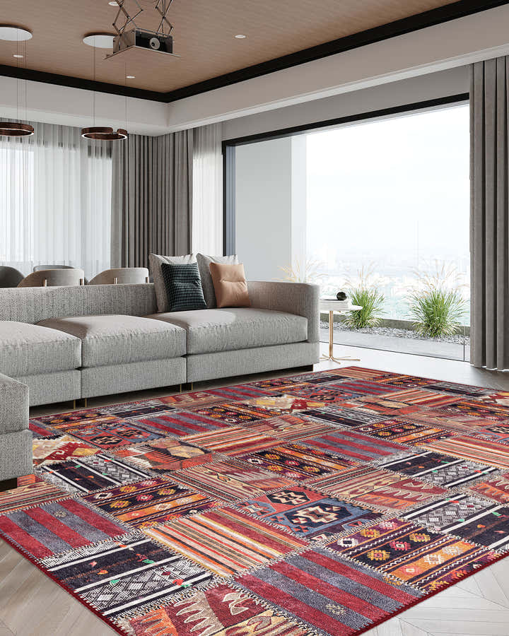 Isla Colourful Patchwork Washable Rug