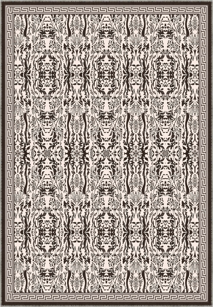 Aveline Brown Damask Rug