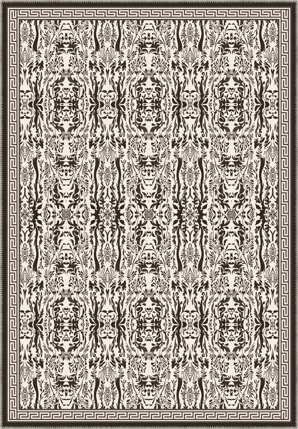 Aveline Brown Damask Rug