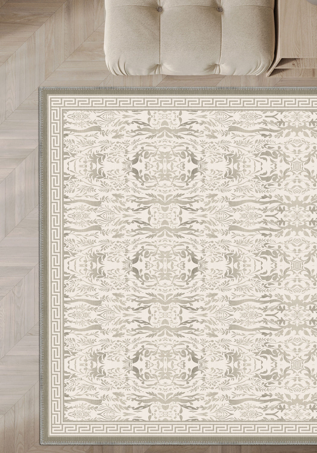 Aveline Beige Distressed Foliage Rug
