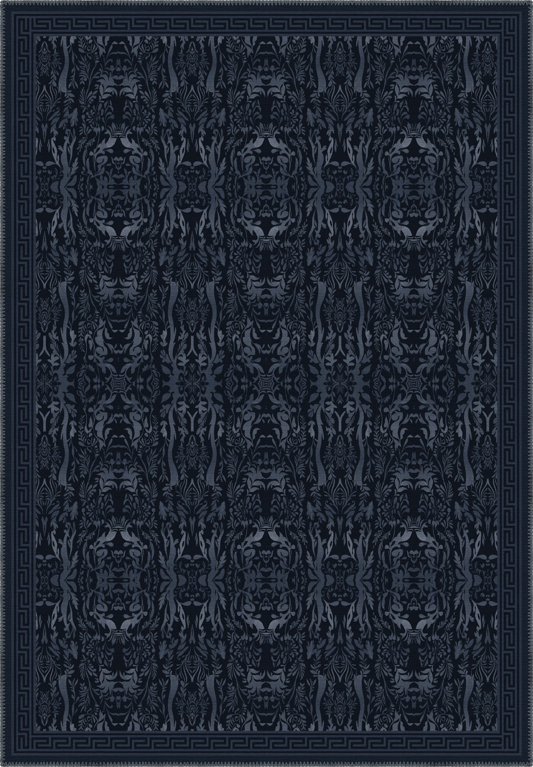 Aveline Deep Navy Damask Rug