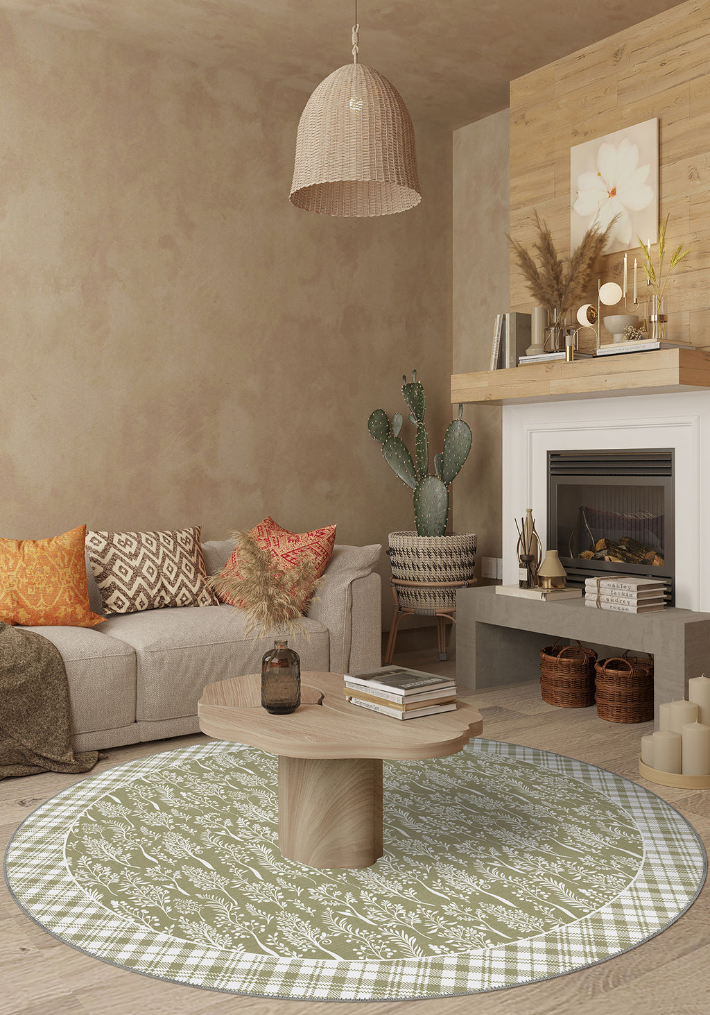 Alder Floral Sage Green Rug