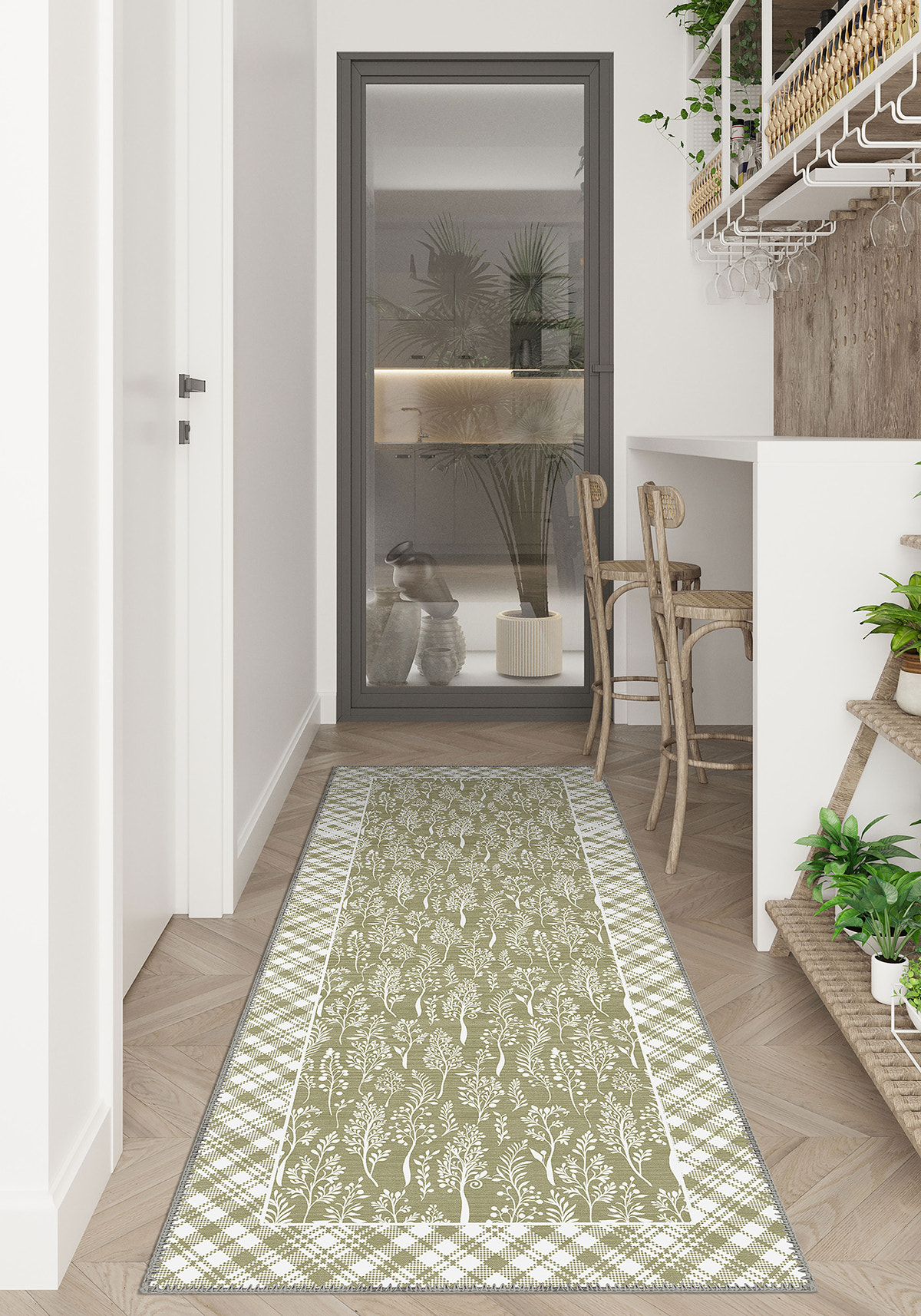 Alder Floral Sage Green Rug