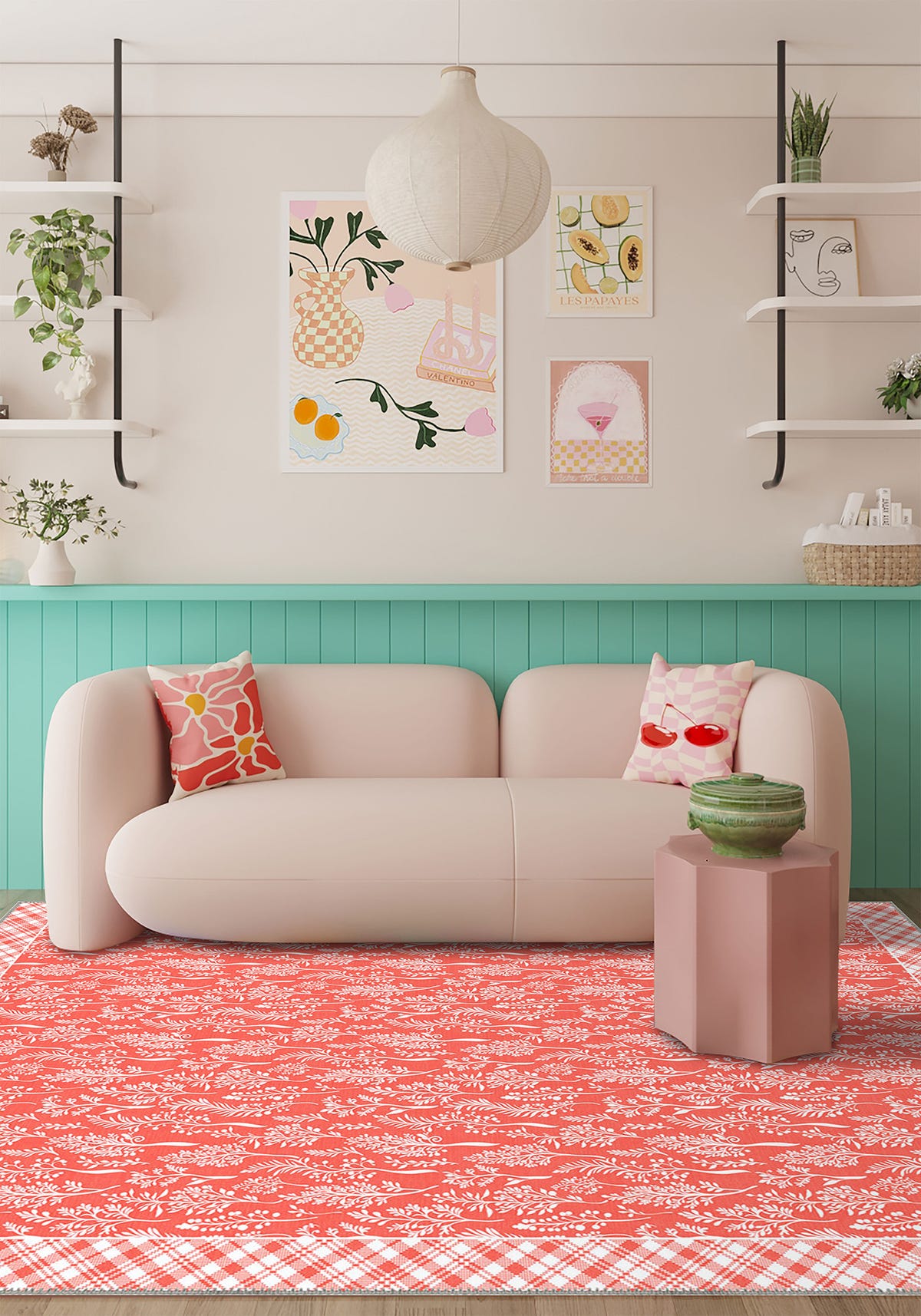 Alder Floral Coral Rug