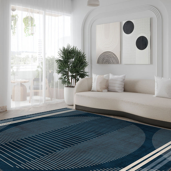 Navy rug for living room.