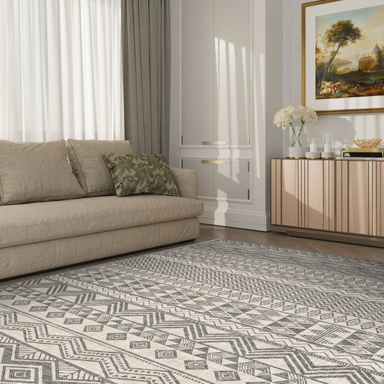 Cream grey scandinavian rug for living room