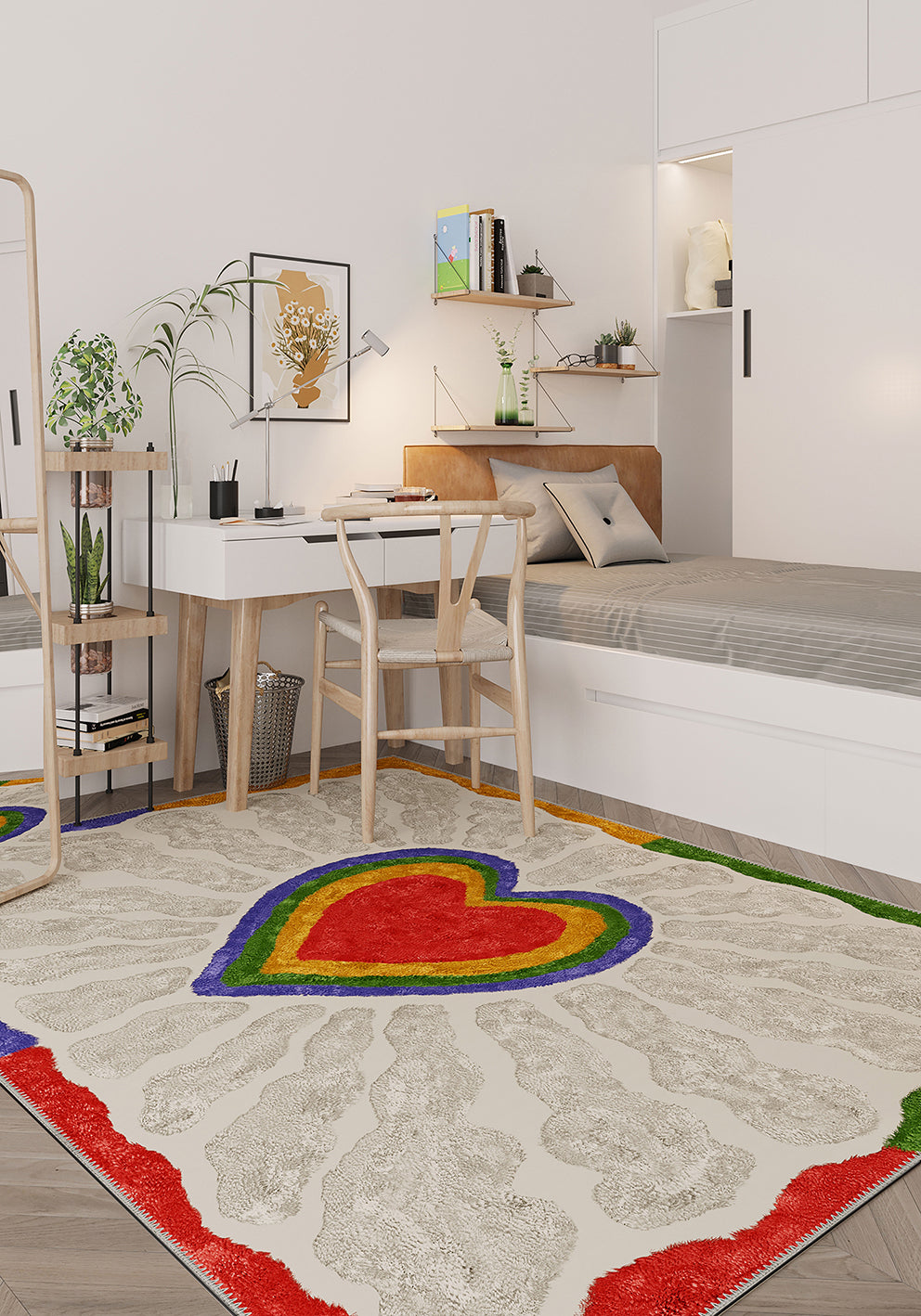 Heart rug for bedroom.