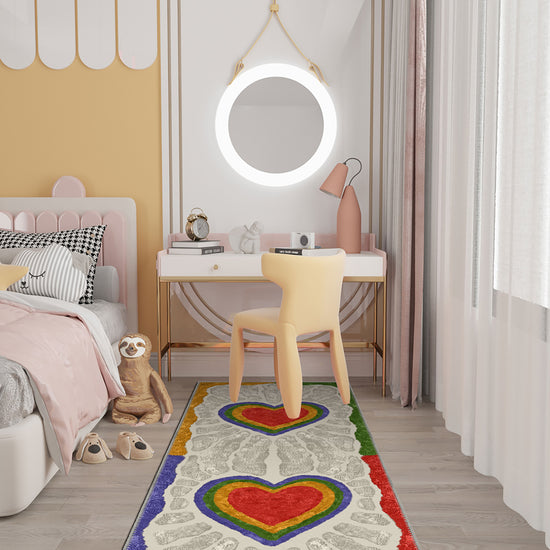 Heart rug runner for kids room.