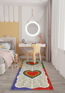 Heart rug runner for kids room.