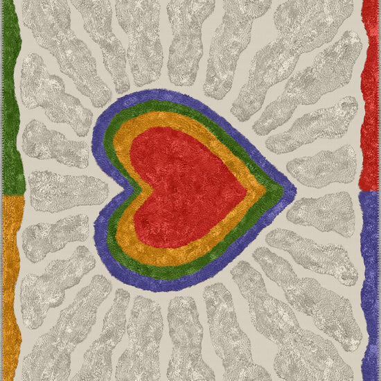 Colorful heart rug.