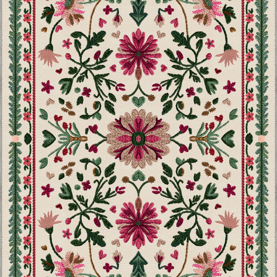 Colorful floral turkish rug for living room.