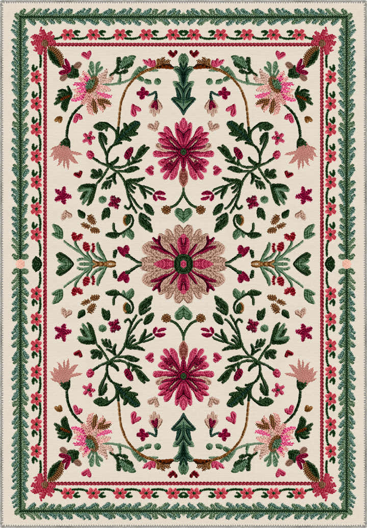 Colorful floral turkish rug for living room.