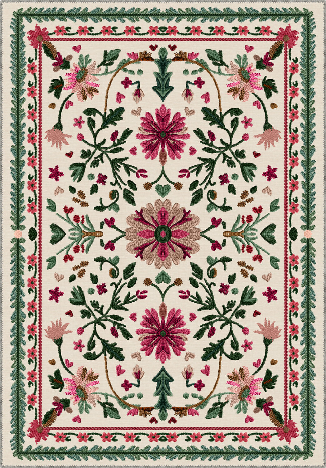 Colorful floral turkish rug for living room.