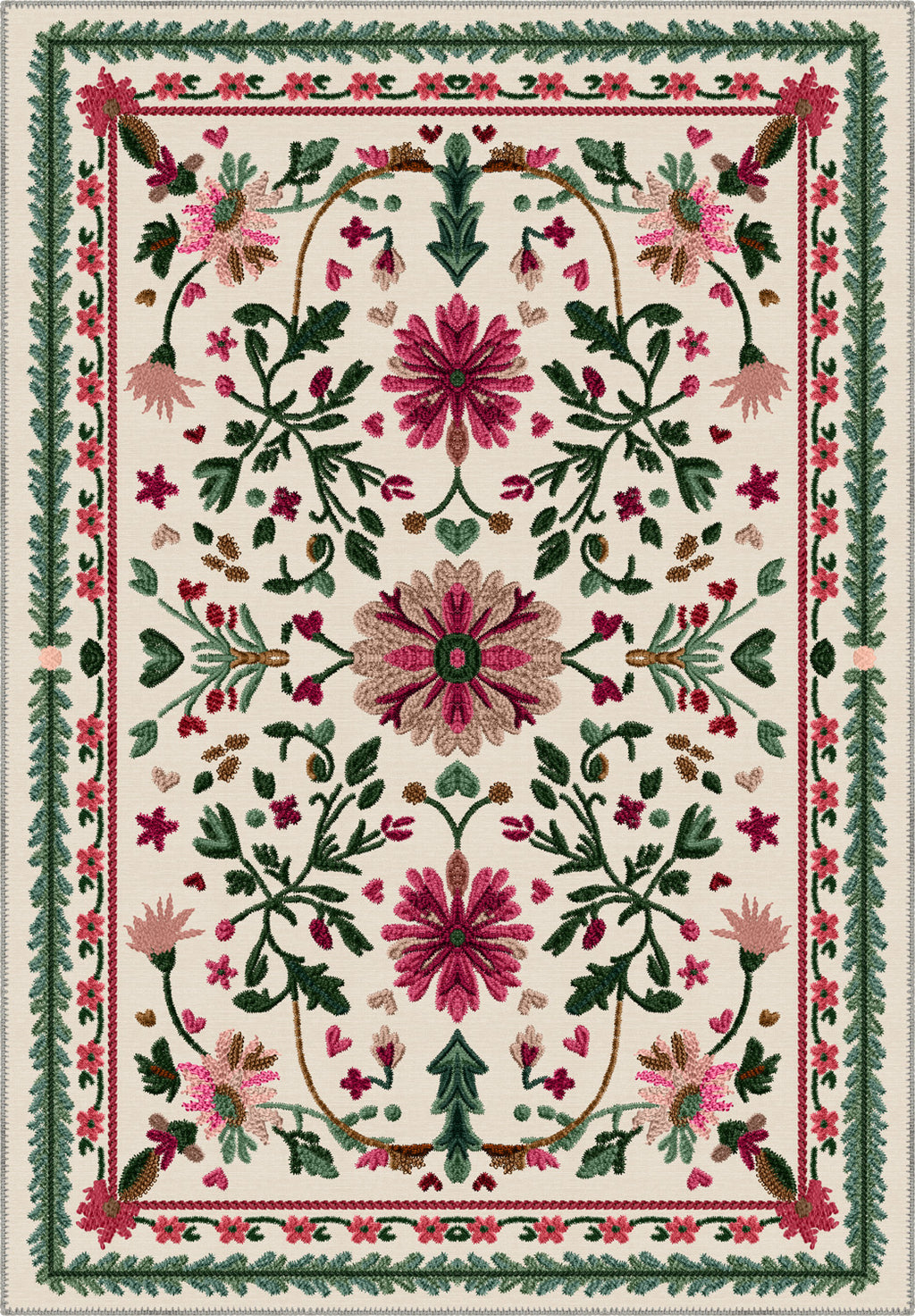 Colorful floral turkish rug for living room.