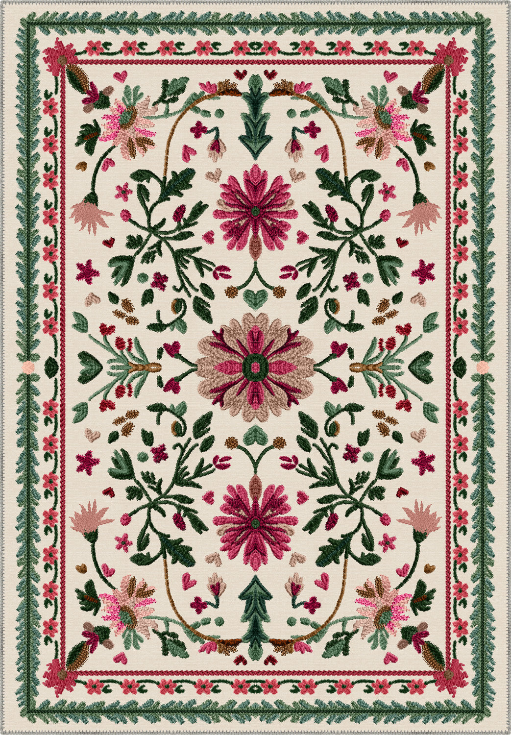Colorful floral turkish rug for living room.