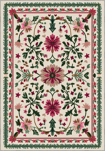Colorful floral turkish rug for living room.