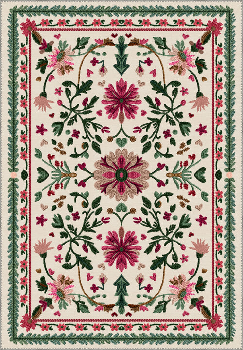 Colorful floral turkish rug for living room.