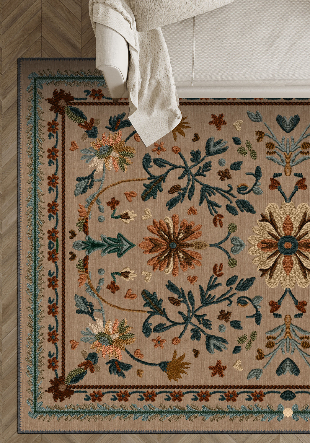 Brown anatolian rug for living room.