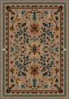 Brown Anatolian rug with floral motifs.