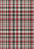Tartan rug with red, green, and white colors.