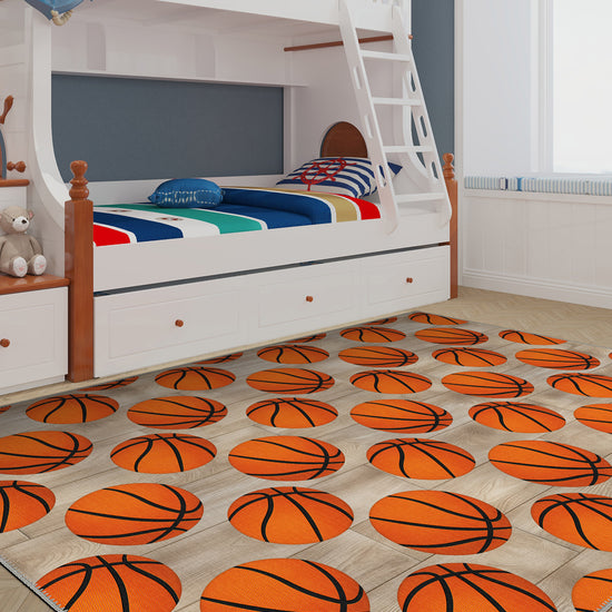 Basketball rug in a children room.