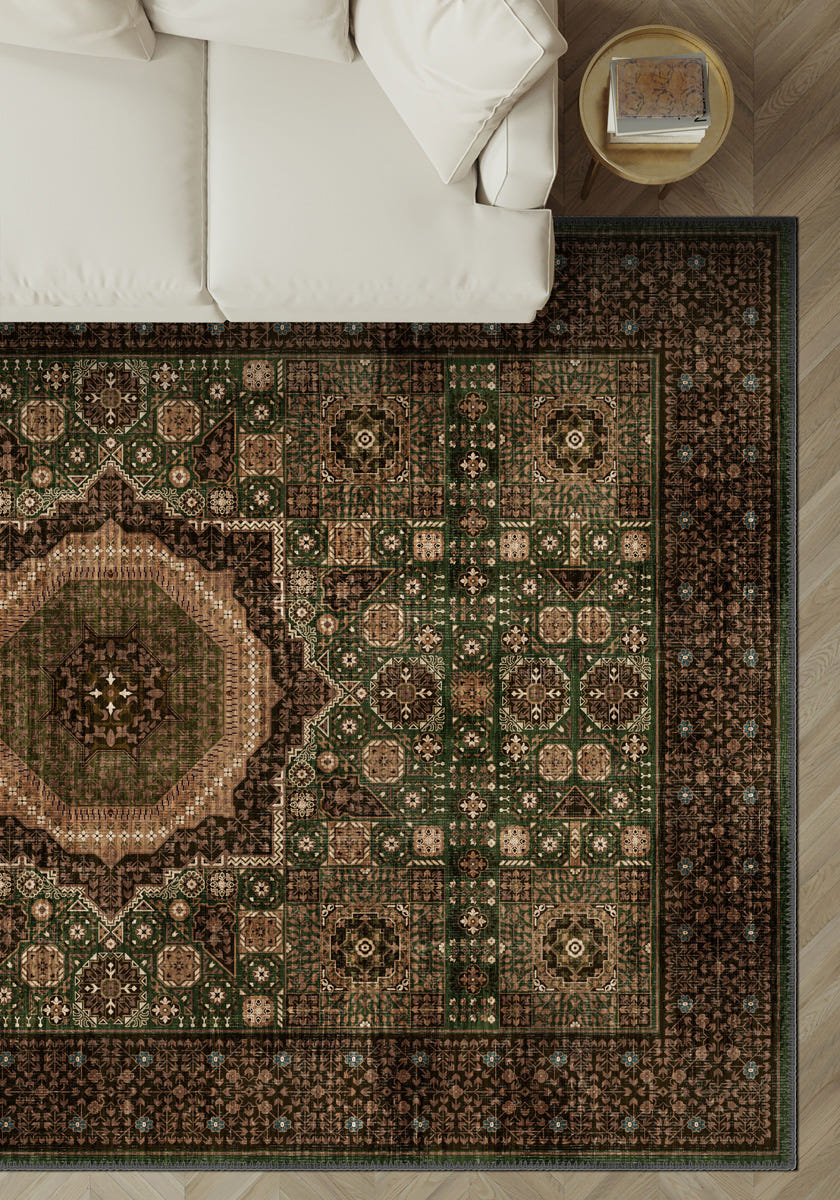 Yasmin Deep Green Mamluk Rug