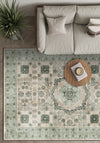 Sage green Mamluk rug for living room.