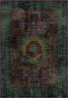 Teal and purple vintage rug for living room.