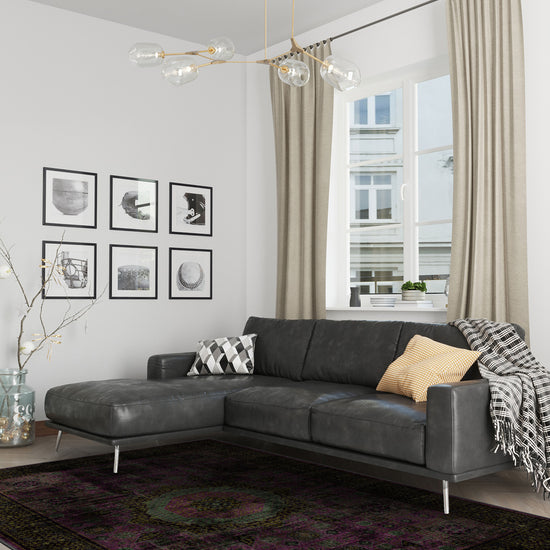Purple vintage rug for living room.
