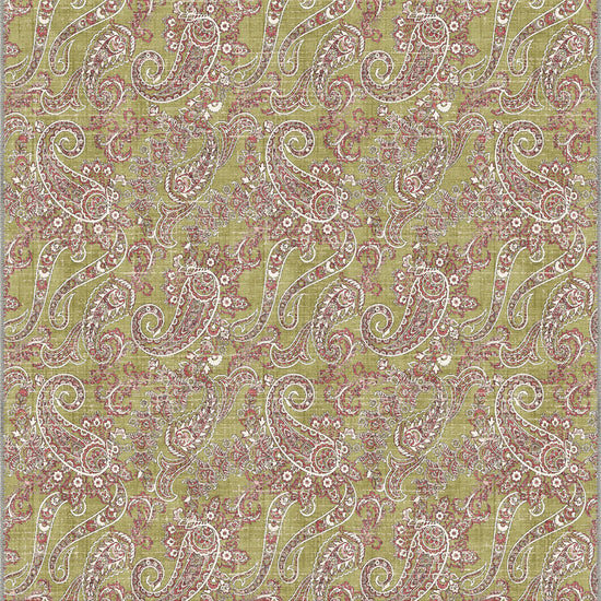 Olive green paisley rug for living room.