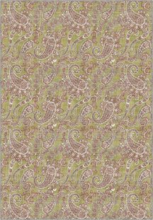 Olive green paisley rug for living room.