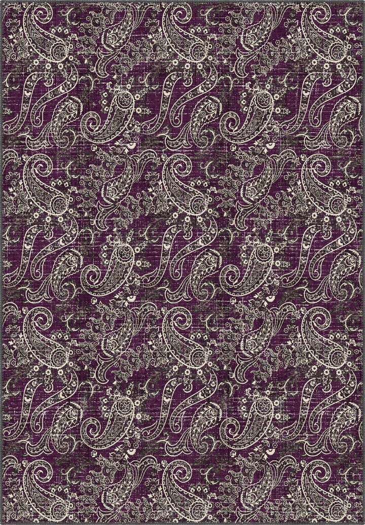 Purple paisley rug for living room.