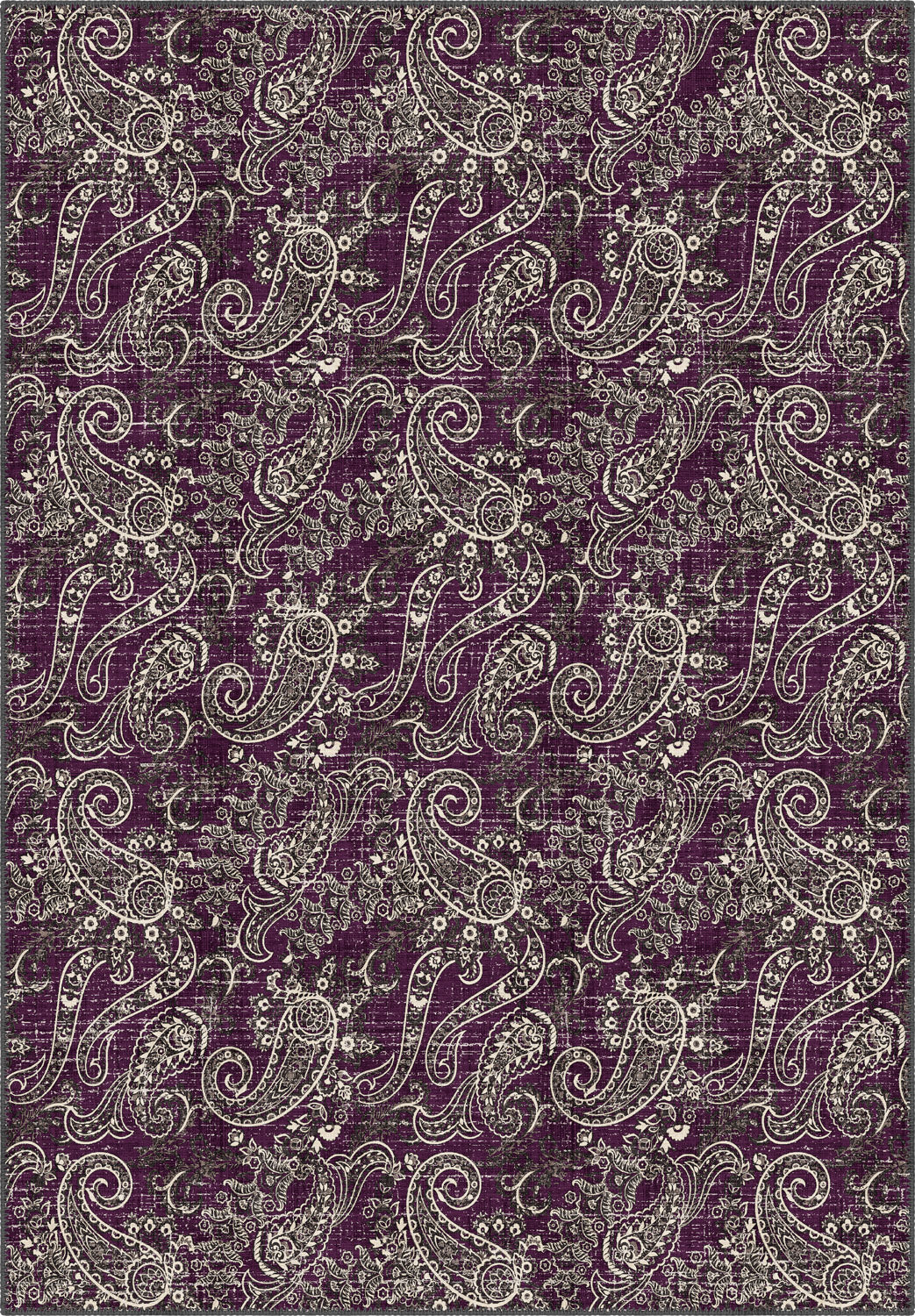 Purple paisley rug for living room.